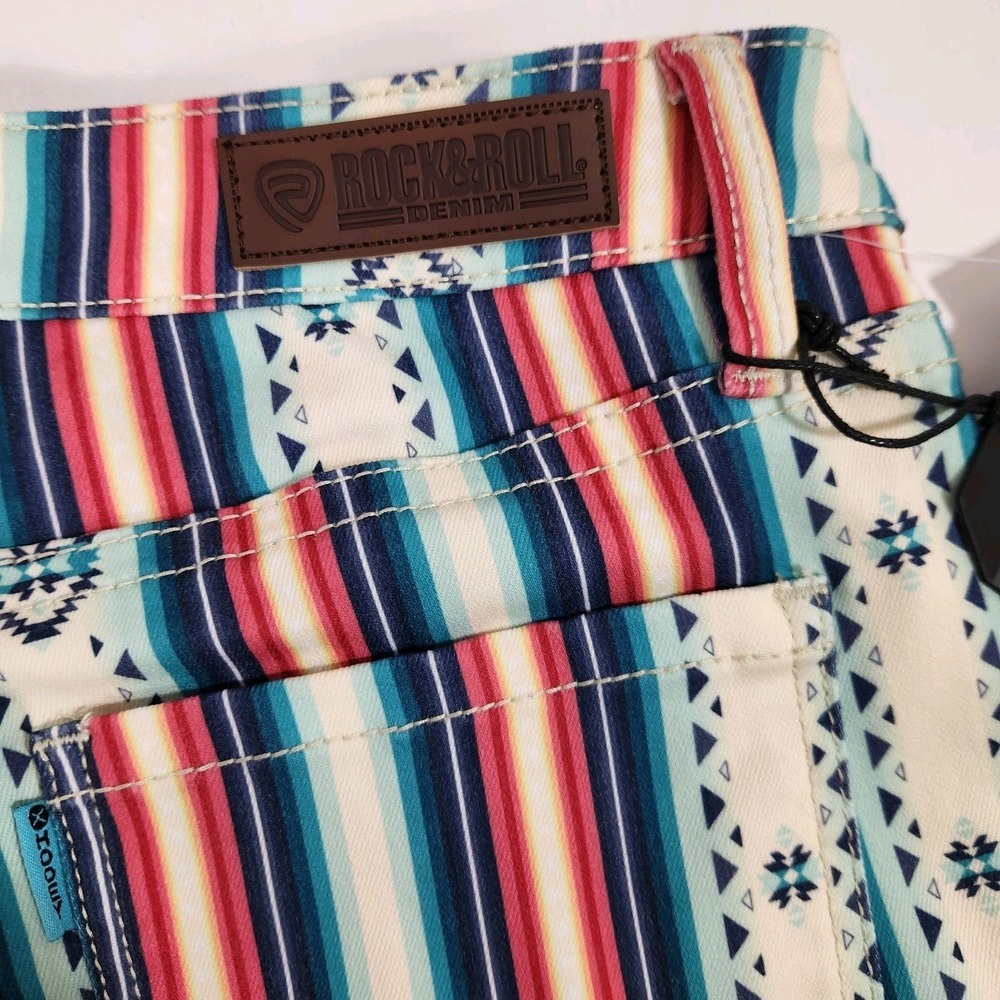 NWT Rock & Roll Denim x Hooey Baby Flare Jeans 28x34 Serape Western‎ Stretch NEW - Picture 12 of 15